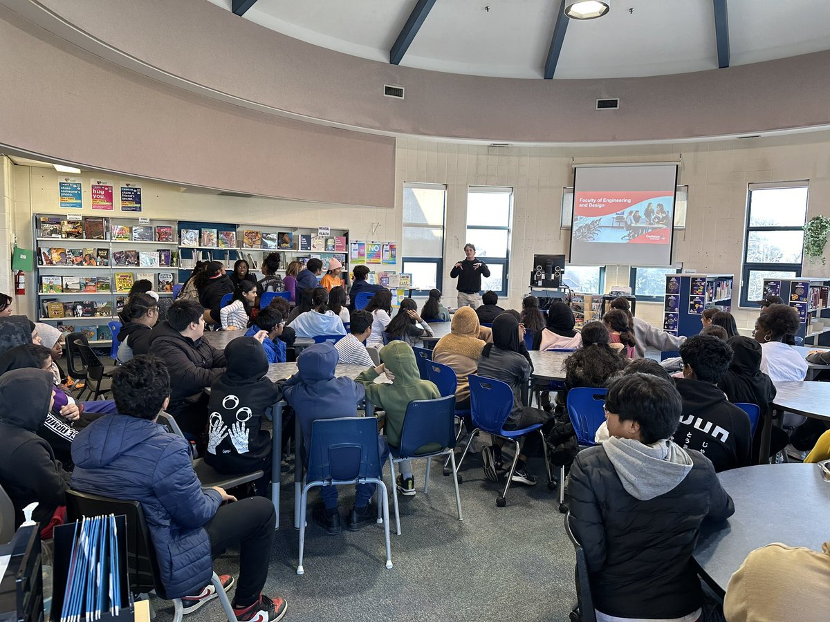 Ms_Bhatty's tweet photo. Thank you to our guest speaker from @Carleton_U for presenting to our grade 7 and 8 students @FletchersSrPS about the #CarletonEngineeringandDesign program. https://t.co/rEBqdi1xKK