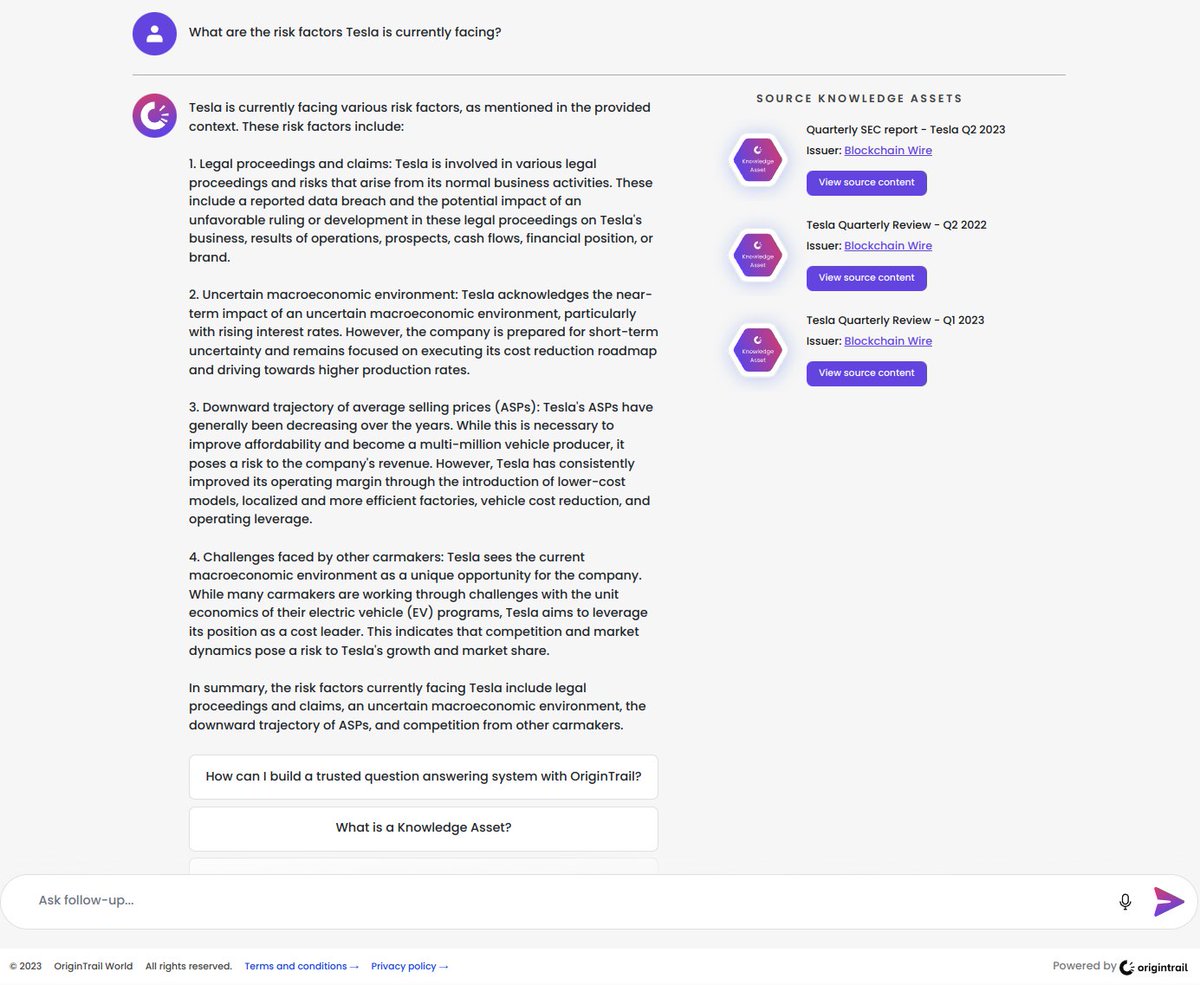 otnoderunner's tweet image. This trinity of #LLMs, #DKG and #blockchain marks a new #AI paradigm. It&apos;s not just about understanding language; it&apos;s securing and verifying knowledge in unprecedented ways.
Image source: world.origintrail.io/#chat