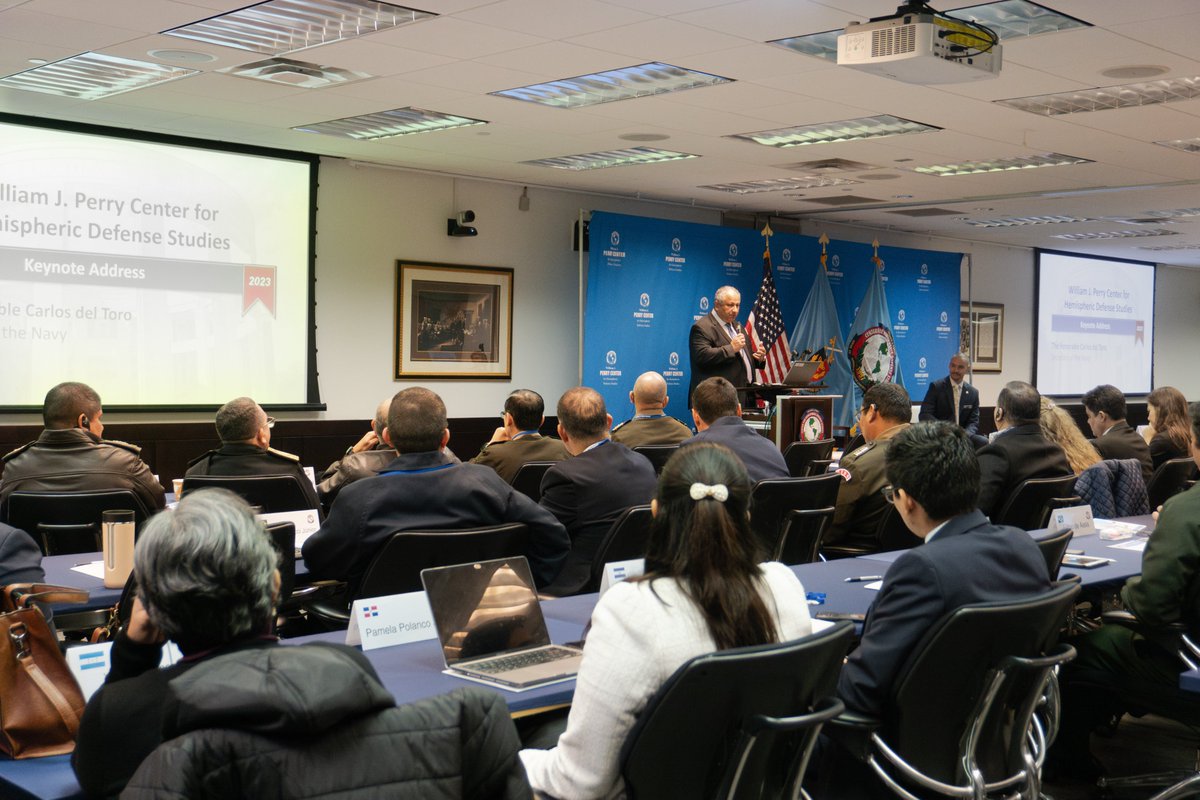 WJPerryCenter's tweet image. Our appreciation to @SECNAV for #WSDS2023 keynote on strategic priorities &amp;amp; partnerships. “We are committed to supporting you as you endeavor to reduce encroachment from illicit maritime activity, promote stability, &amp;amp; build resiliency in the face of an ever-changing climate.”