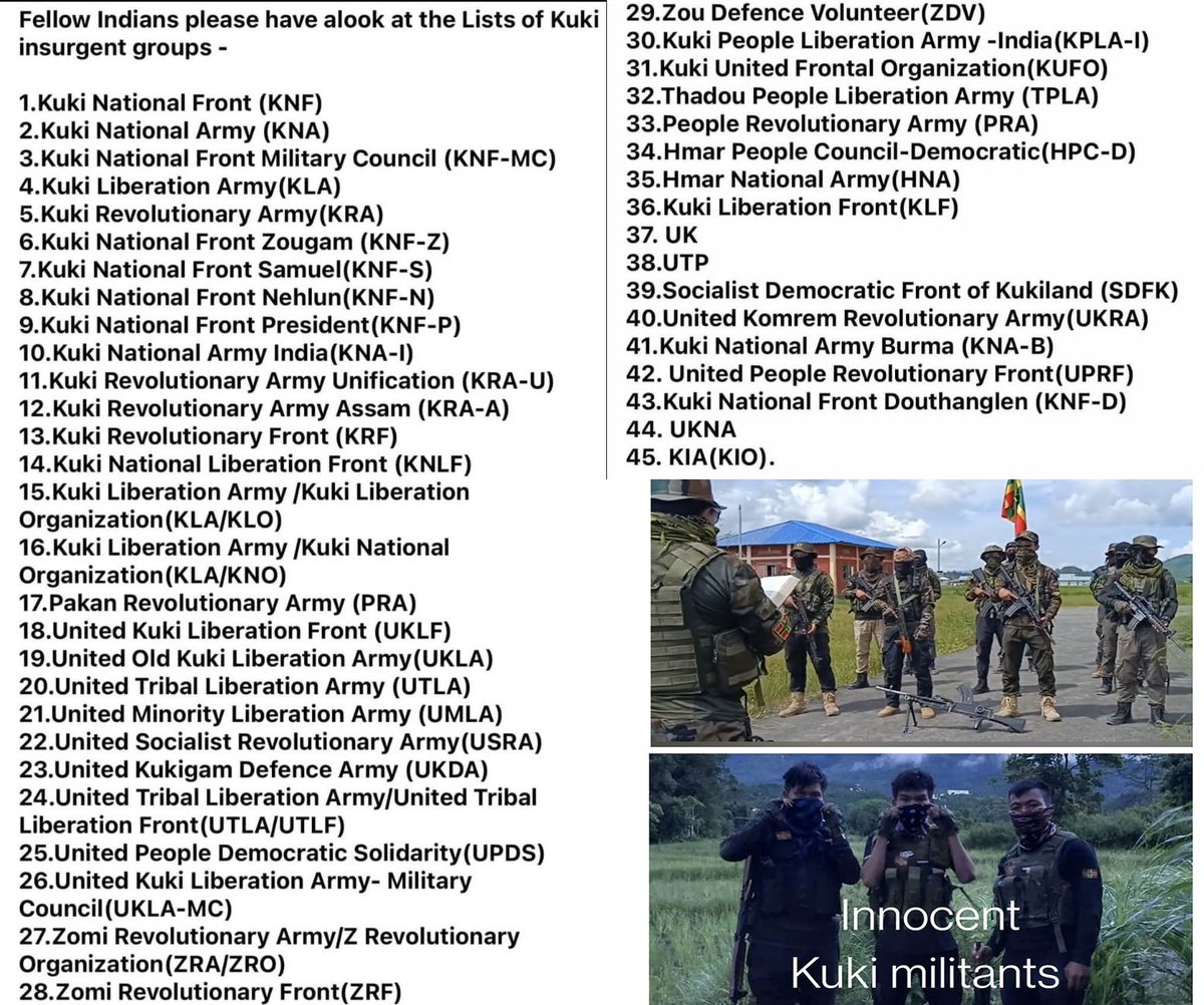 kaltanias46550's tweet photo. @MR_THAKUR_001 @saattiisshh @DrSandeepReddy7 @RituRathaur Look at the list ..these groups are responsible for many crimes but still they are roaming free..#KukiAtrocities #KukiTerrorists #ChinKukiNarcoTerrorists https://t.co/NXkigzWdmT