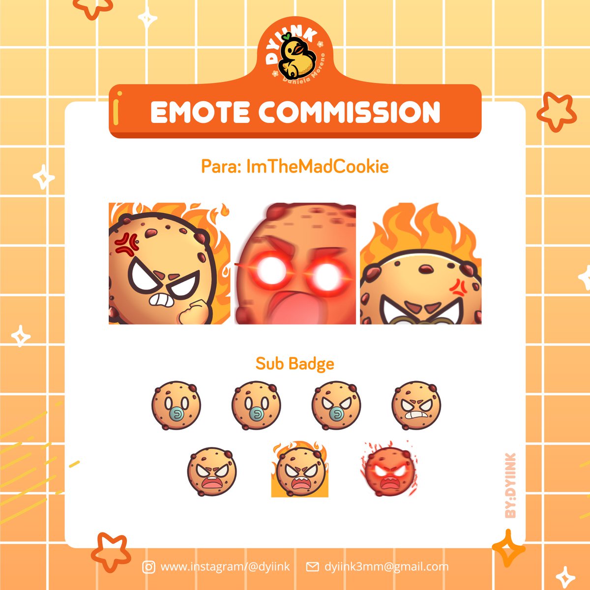 ESP - 🦆Mi primera Comisión de Emote y Emblema para TheMadcookie✨Gracias por la confianza!
✄ - - - - - - - - - - -
ENG - 🦆My first Emote and Badge Commission for TheMadcookie✨Thanks for the confidence!

Cualquier consulta al DM🧡
#Commissionsopen #Twitch #emoteartist #emote