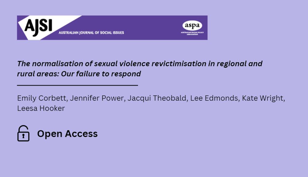 Using a community-based participatory research (CBPR) approach, this paper reports on a qualitative study that employed a material feminist lens and Nixon's theory of “slow violence” to explore women's lived experiences of sexual revictimisation. doi.org/10.1002/ajs4.2…