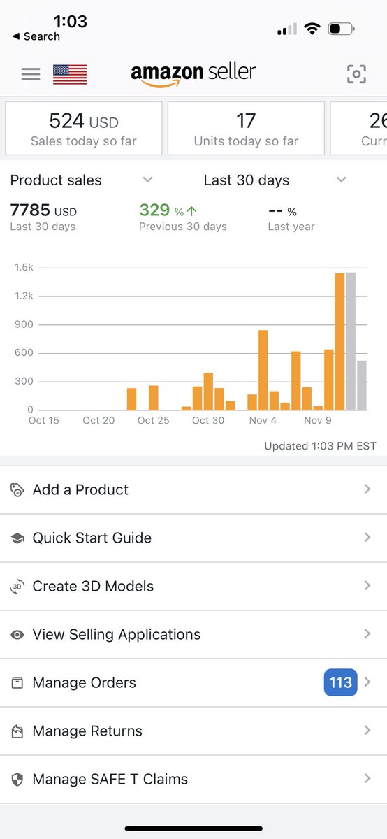 What a weekend! Hit my first 1k sales day Saturday 11/11 and shipped out over 100 orders today! Shoutout the boys <a href="/gavinfba/">Gavin Clayton</a> <a href="/0DayHandleTime/">Aaron</a> <a href="/parkerbiederer/">parker biederer</a> <a href="/coopfba/">Cooper</a> <a href="/WillSpringer1/">Will Springer</a> <a href="/willtoflip/">.</a> <a href="/flips4miles/">Miles</a> <a href="/lk_fba/">Lucas Klein</a> <a href="/brandtsells/">Jake Brandt</a> <a href="/CashFromKev/">Kev</a> <a href="/SellerAmp/">SellerAmp</a> <a href="/fieldsofprofit/">FieldsOfProfit</a> <a href="/alloutamazon/">Alloutamazon</a>