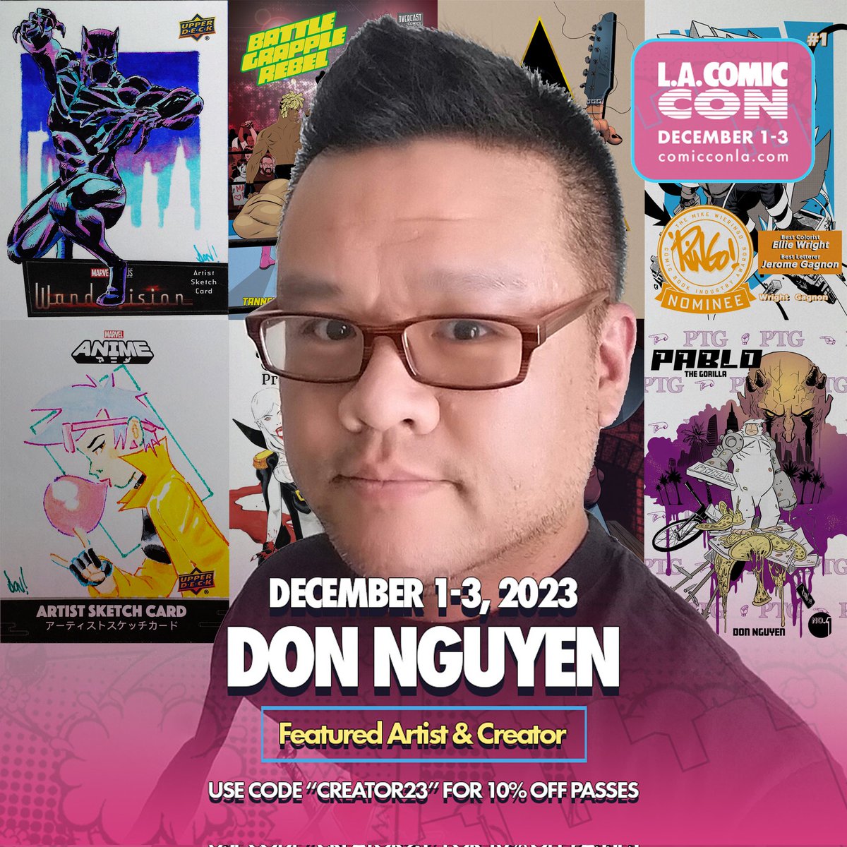 ICYMI, some really cool ppl & I are going to be at @comicconla DEC 1-3rd. (Locations are subject to change 😅) 10% off badges with code Creator23 at comicconla.com/tickets