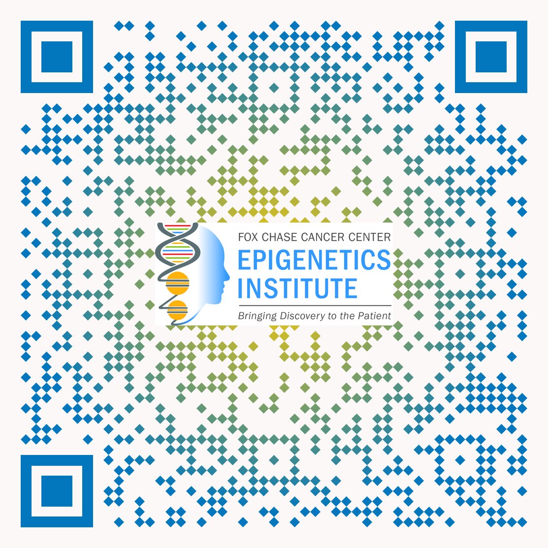 ~Please Re-post~ Free Hybrid @CeiFccc #Epigenetics Sympoium featuring world-leaders in #academia & #Industry We aim to allow anyone, anywhere at any educational level to see top-notch science @ a meeting @ least 1 time per year Free registration- scan QR code @FoxChaseCancer