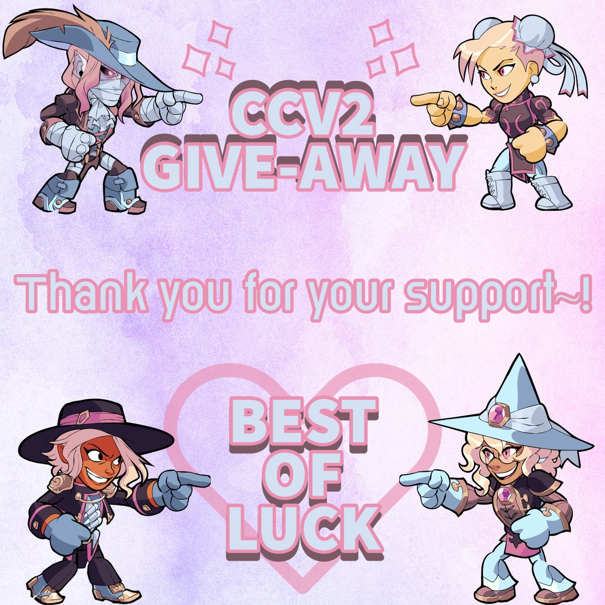 prxmr's tweet photo. Giving away 200x ccv2 color scheme codes‼️ (50 each for 4 winners) #Brawlhalla   

To enter:  
~like   
~repost 
~tag 3 friends   
~and follow:
@prxmr 
@BrawlFury_ 

The winner will be picked November 20
Good luck everyone!🙂💜 https://t.co/kSkeKTz1Kh