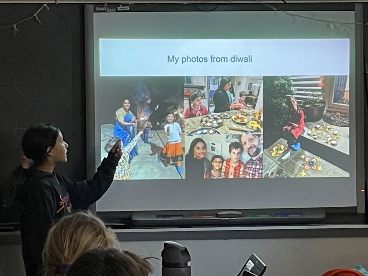 Sharing with our class - then a 5th grade class - the Diwali celebration <a href="/HuntersWoodsES/">Hunters Woods ES</a> <a href="/FCPSRegion1/">FCPS Region 1</a> #EmojiNation #4thgraderocks #globalcitizen #shehasapodcast #tellmeastorynana