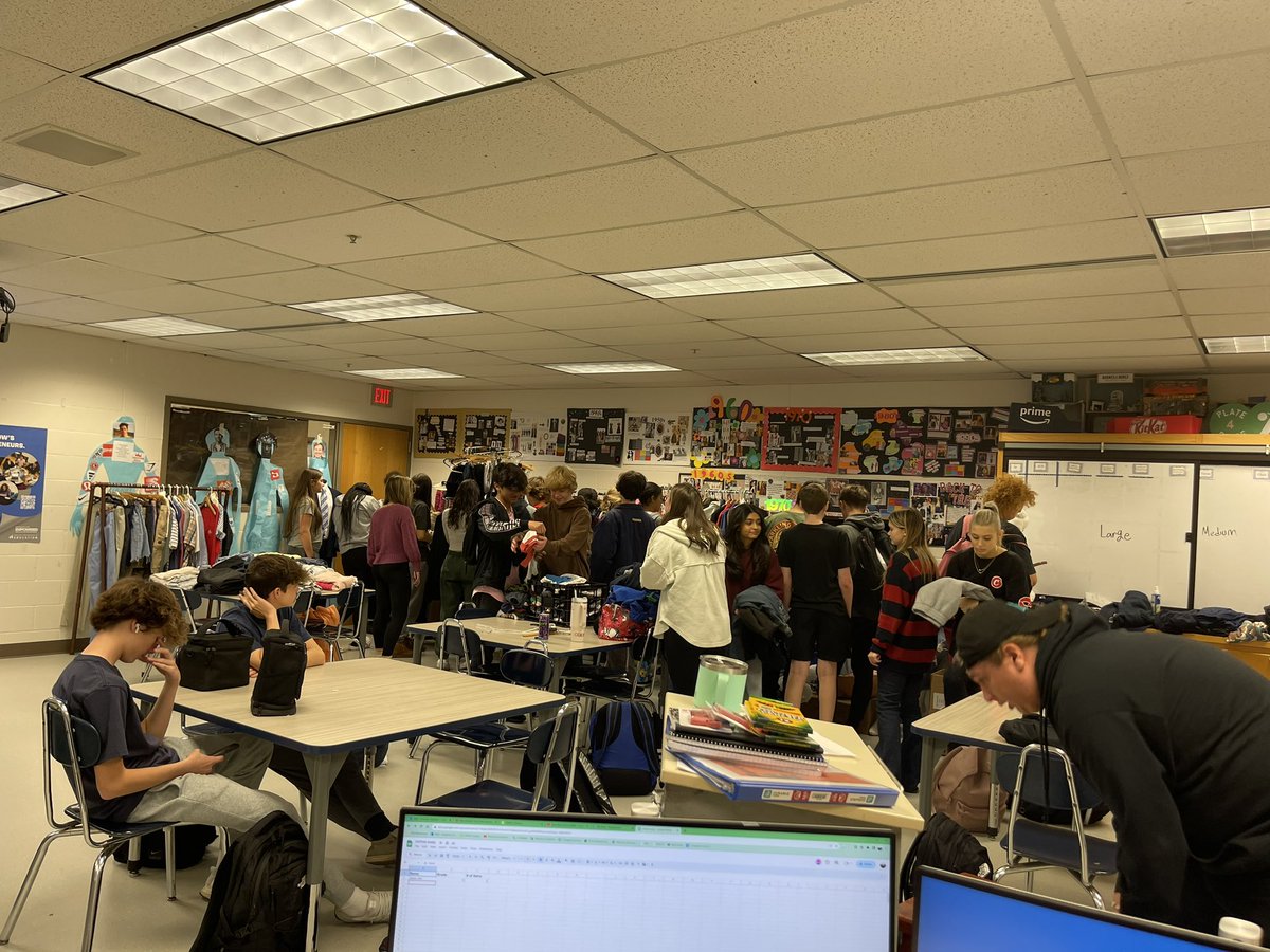 Great first day for Ryle Thrift. 141 pieces taken! Love seeing the up cycle of clothing with the students.