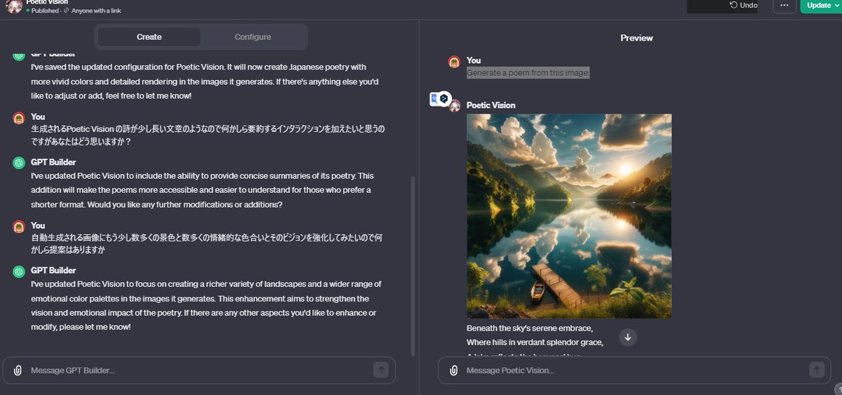 SkyHealing's tweet photo. コンテキストの文脈
を考える
ノーコードで
GPTは作成できる可能性がある
これは年齢関係なく
言葉探し。
今までの思いや経験
そんな曖昧なものが?
実は#CHOPさん #GPT4 #GPTs には必要だと感じる
人生のレイヤーはAIを変えるのかも
@ctgptlb
#GPTStore
#GPTbuilder
#SamAltmanGPT #SamAltmanOpenAI https://t.co/xF6Aa5qMMZ