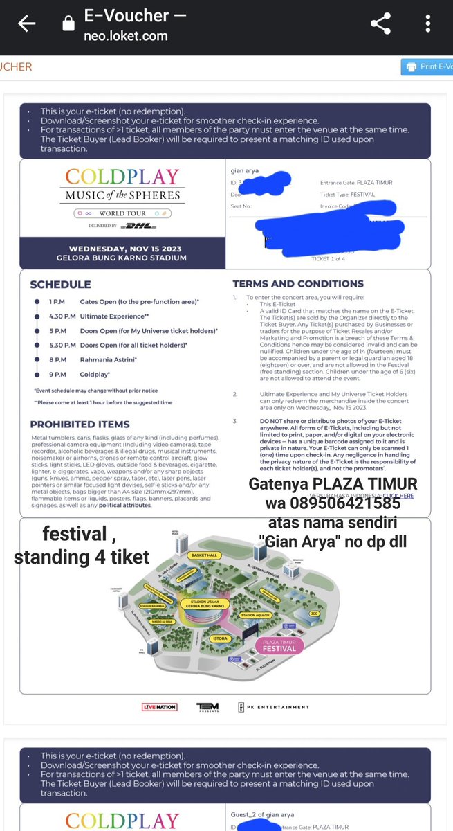 gianarya_'s tweet photo. @coldplay #ColdplayJakarta #ColdplayInJakarta #Coldplay 
Jual tiket festival atas NAMA SENDIRI a.k.a Gian Arya boleh dm atau wa alesan jual sodara gajadi nonton.. 🙏 https://t.co/Ut2kc5iKby