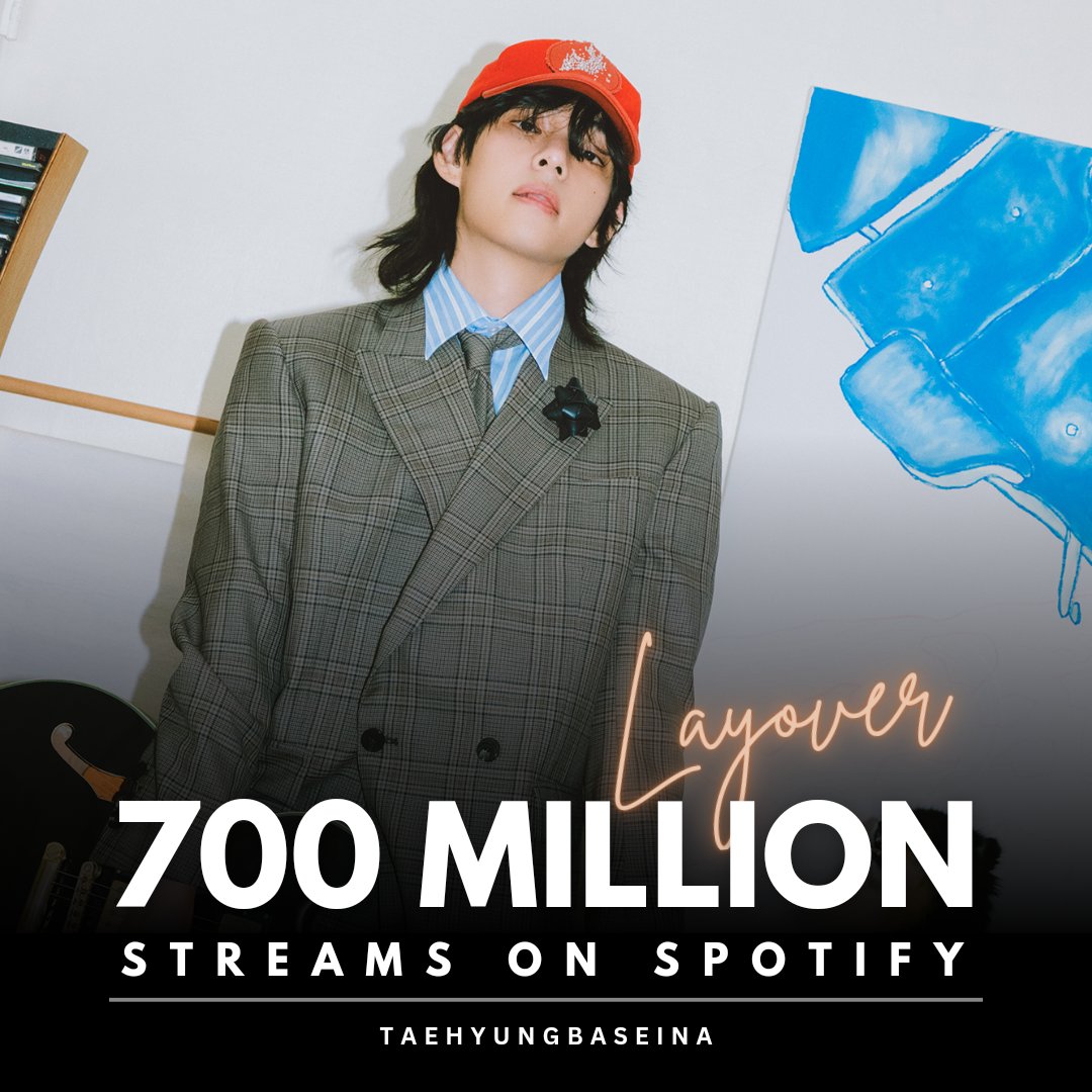 TaehyungBaseINA's tweet photo. LAYOVER by V telah mencapai 700 juta streams di Spotify dalam waktu 66 hari!
Congratulations Taehyung 🥳
LAYOVER 700M ON SPOTIFY
#Layover700M https://t.co/l0sADjQb84