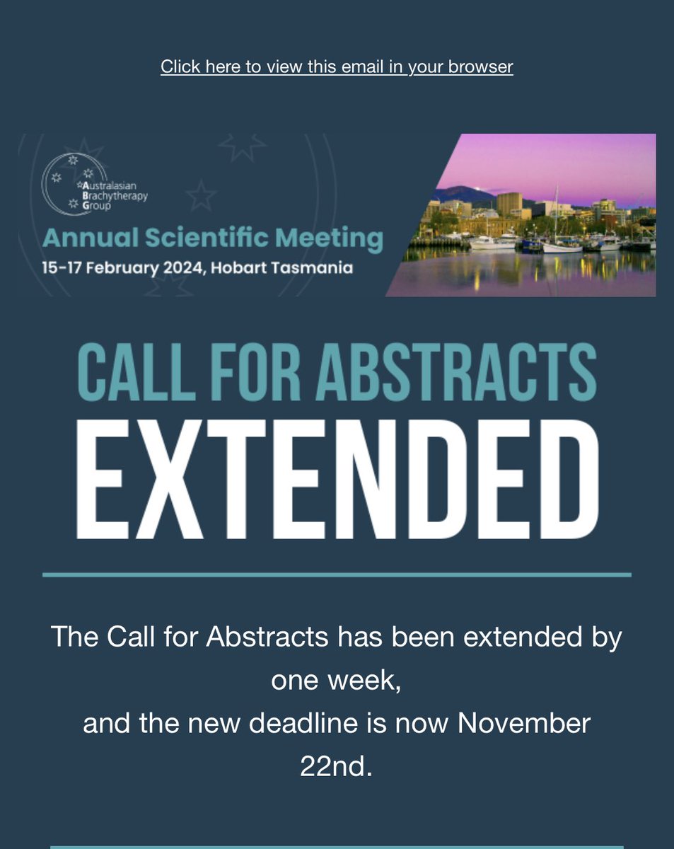 Sylvia van Dyk (@sylvia_vandyk) on Twitter photo Yay Abstract submission date for #ABG2024 has been extended - a little more breathing time to get your abstracts in. Early bird registration is open via ABG.org.au weād love to know you are comingš <a href="/AusBrachy/">Australasian Brachytherapy Group</a> leishman.eventsair.com/agb-asm-2024/s⦠Yay Abstract submission date for #ABG2024 has been extended - a little more breathing time to get your abstracts in. Early bird registration is open via ABG.org.au weād love to know you are comingš <a href="/AusBrachy/">Australasian Brachytherapy Group</a> leishman.eventsair.com/agb-asm-2024/sā¦