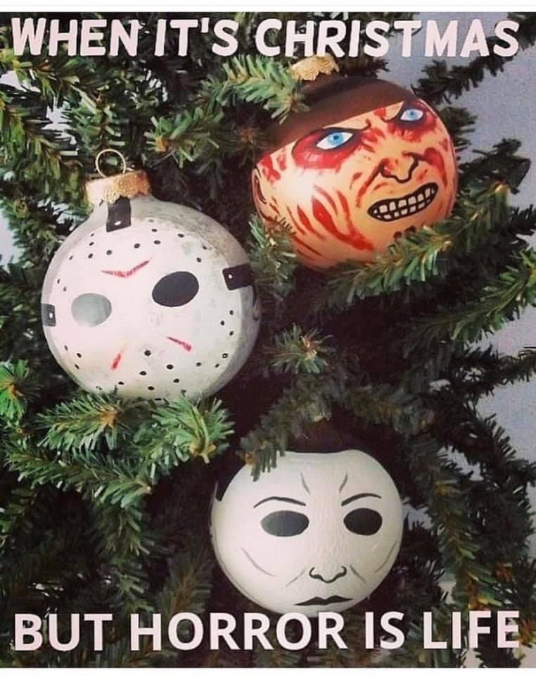 #Christmastime #christmas #holidayseason #horrorislife #horror #ilovehorror #horroraddict I love this #ornaments #decorations #lovethis #funny #thisisme #fangirl