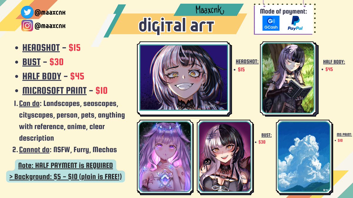 maaxcnk's tweet photo. Hello everynyan!! Commissions are now open 😍  DM me for inquiries ;))  #CommissionSheet #CommissionsOpen https://t.co/HEnbhJB3YZ
