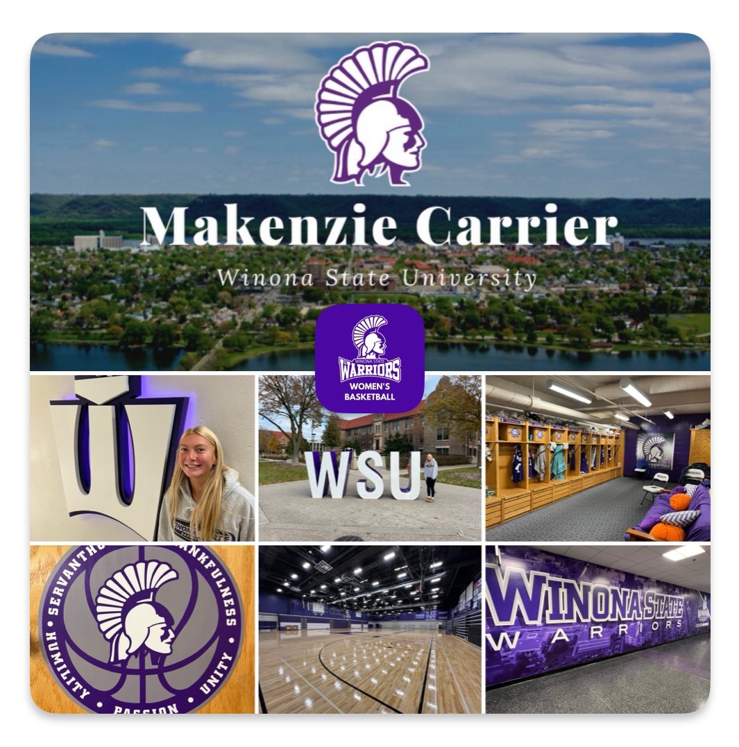 mak_carrier3's tweet photo. 🏀😈 I so enjoyed my visit to @WinonaStateWBB! Thank you coach @AnaWurtz34 & coach McGlone for taking time to teach me about your program and team values!
💜🤍Go Warriors!
#basketball #WarriorFam #ItRunsDeep #RollWarriors #NSICWBB #unofficial @NorthTartanSE
@KoMetHoops @NCSAwbb https://t.co/FwchlnQZ1U