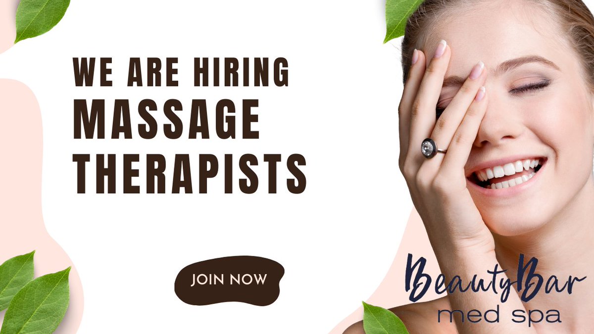 mimosasuites's tweet image. ✨ Unlock your full potential at Beauty Bar Med Spa. We offer advanced training and mentorship programs to help you master new massage techniques and expand your expertise. Join us now for an extra sign on Bonus! ow.ly/r4Iw50P6Y0H
#BeautyBarMedSpa #JoinOurTeam #SpaCareer