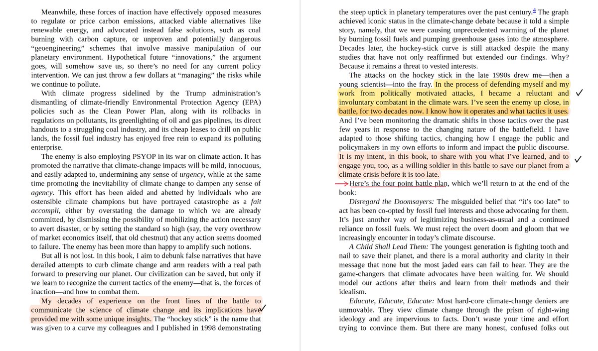 mcnisbet's tweet image. 1) New #scicomm/#envcomm/ #climatecomm course @AnnenbergPenn + @APPCPenn  co-led by @michaelemann. If assigning his 2021 book, he will be teaching students how to be soldiers in The New Climate Wars -- introducing them to his &quot;four point battle plan&quot; against deniers, delayers,…