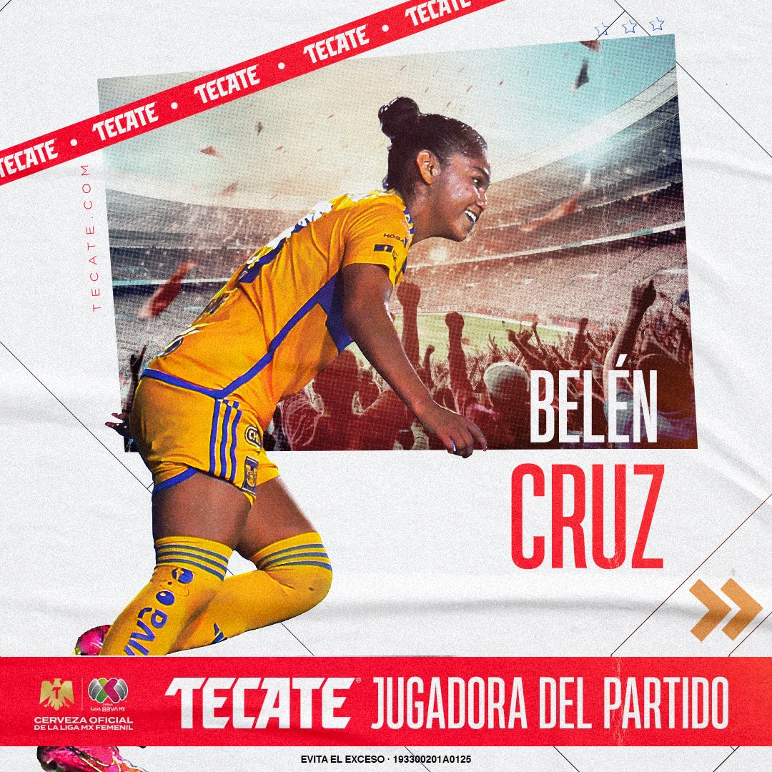 #JugadoraDelPartido <a href="/CervezaTecate/">Cerveza Tecate</a> - Belén Cruz 🤩

La dorsal 1⃣8⃣ de <a href="/TigresFemenil/">Club Tigres Femenil 🐯</a> sentenció con su gol el pase a las Semifinales para las 'Amazonas'  al vencer en la llave a Pumas💥.

#TecateJugadoraDelPartido | #CervezaOficial
