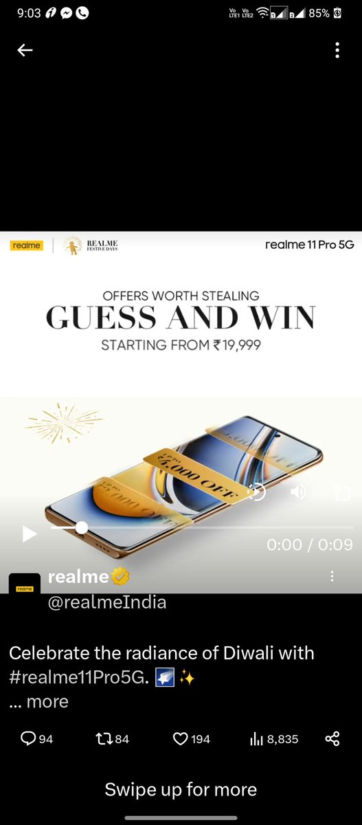 tanujabagga's tweet photo. Ans:- Upto 4000rs off.
#DareToShine
#realmeFestiveDays
#realme11Pro5G
#realme800CrOffer #realmeFestiveSale https://t.co/hM5AHmPdAQ