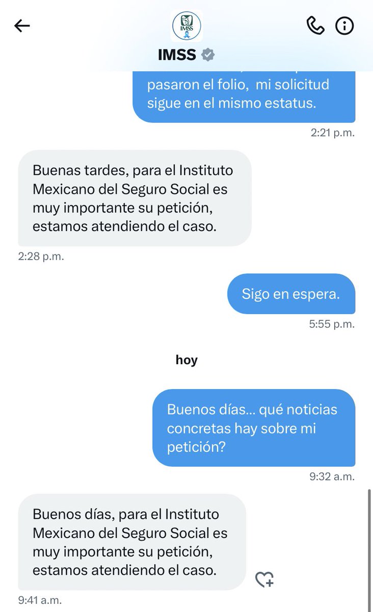 ALEXAYEVICH's tweet photo. Uno esperando una respuesta seria sobre la autorización del medicamento y el @Tu_IMSS @IMSS_BIENESTAR  responde con puras respuestas automatizadas. 
No se vale. https://t.co/1fjHn4v8zT