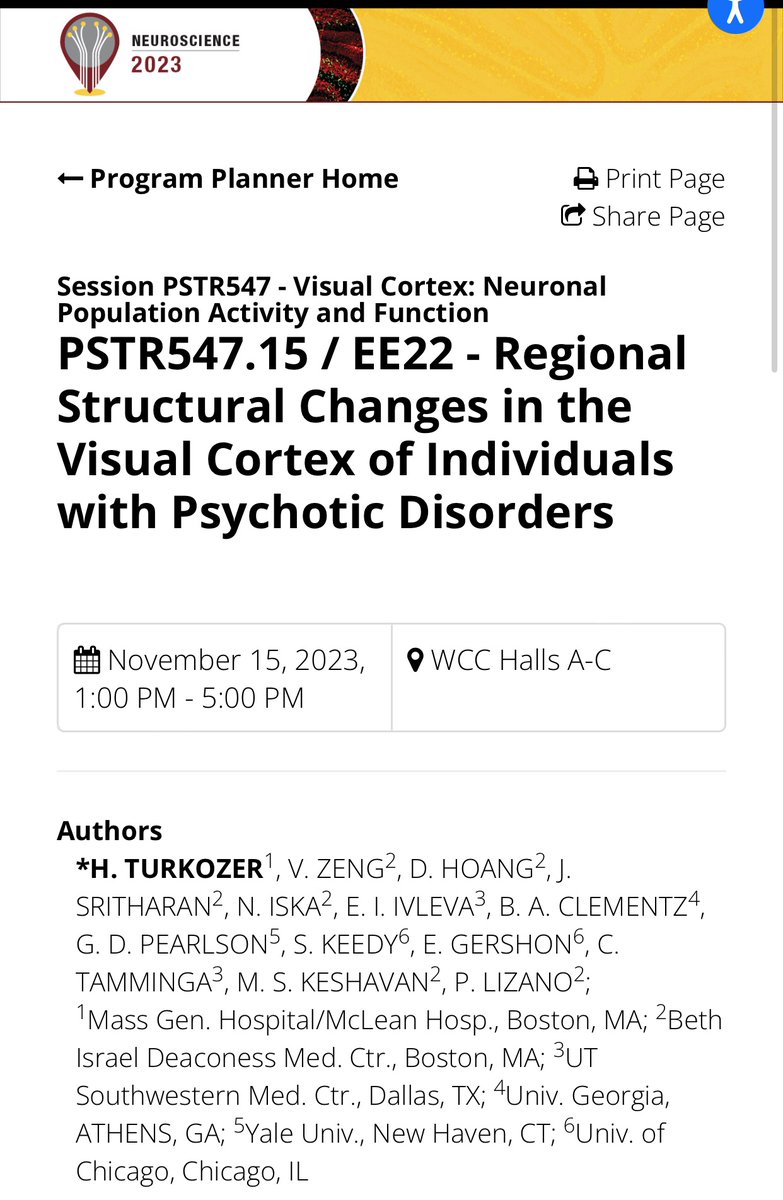🧠 At #SfN2023 on Wednesday? Swing by between 1pm-5pm to explore our poster on visual cortical changes in psychotic disorders! @lizanopl #SfNtweets #neuroscience #B-SNIP 👁🔍🐝