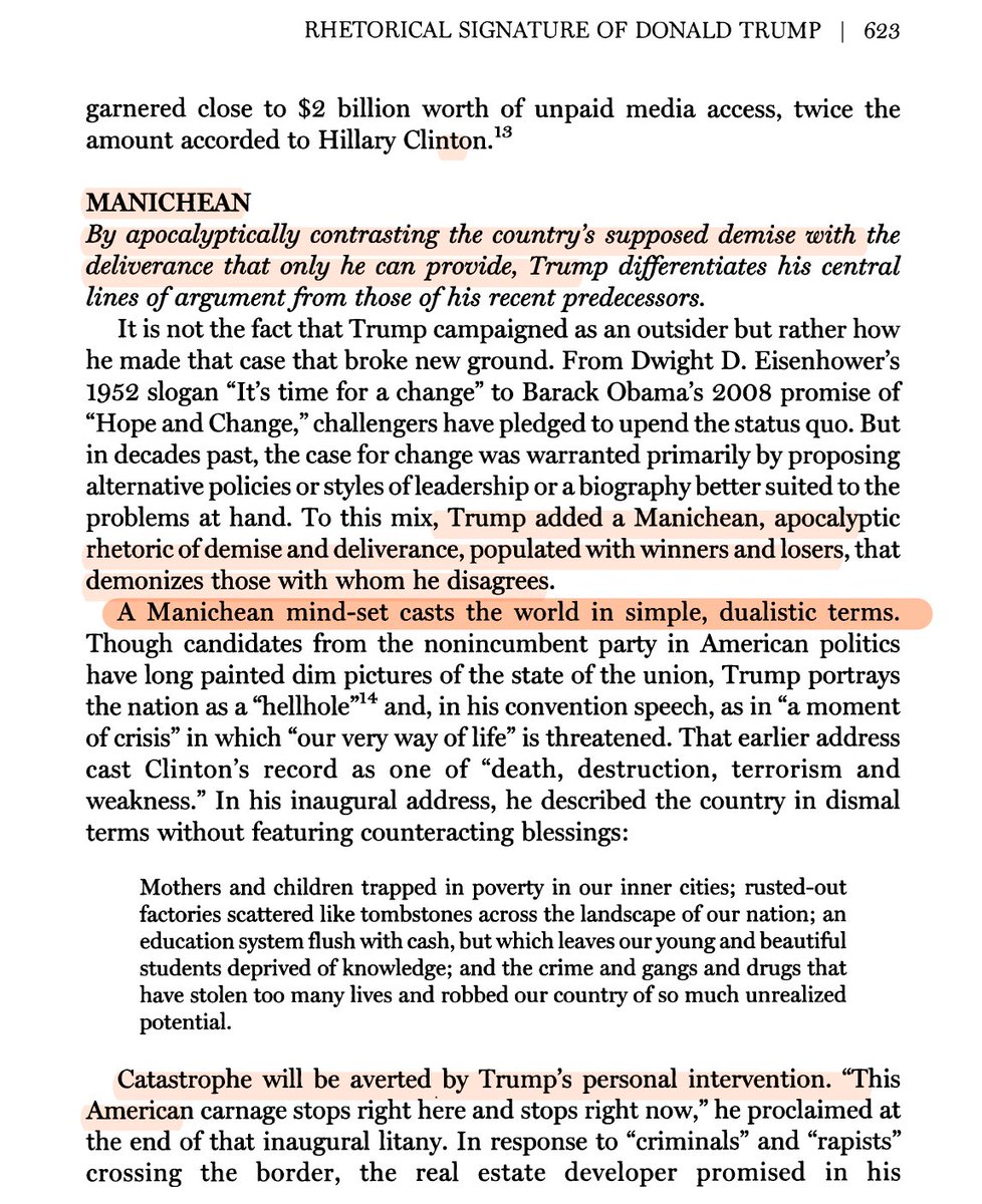 mcnisbet's tweet image. 3) ...and here is the section on Trump&apos;s rhetorical style from his co-instructor that is most relevant to @michaelemann&apos;s signature approach to #scicomm/#climatecomm/#envcomm/#polcomm -- as detailed in Mike Hulme&apos;s review @ISSUESinST of #TheNewClimateWars  issues.org/new-climate-wa…
