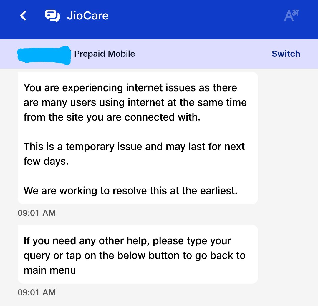 BawlaPandit's tweet image. Experiencing frustratingly low call quality and a sluggish internet connection with @reliancejio. It&apos;s impacting my daily communication &amp;amp; online activities.

@JioCare, can we expect improvements soon, rather than generic messages which makes no sense? 

#JioIssues #PoorNetwork 📱