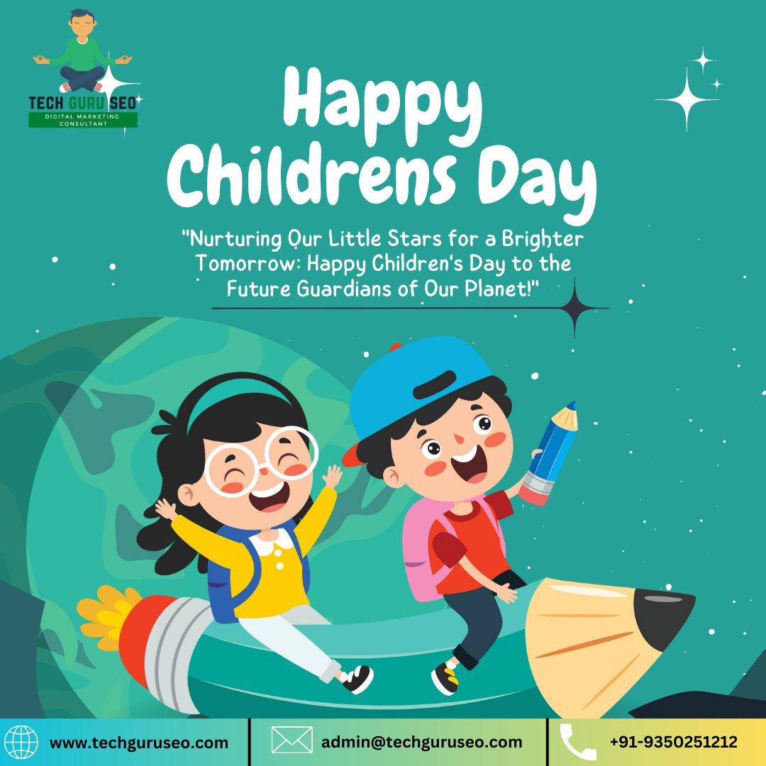 TechGuruSeo's tweet photo. 🎈👧👦 Happy Children's Day from all of us at Tech Guru SEO! Let's celebrate the joy, innocence, and limitless potential of every child. Here's to nurturing their curiosity and inspiring the future with innovation and learning. #HappyChildrensDay #TechGuruSEO  🌟📚 https://t.co/vdsHFp4r3x