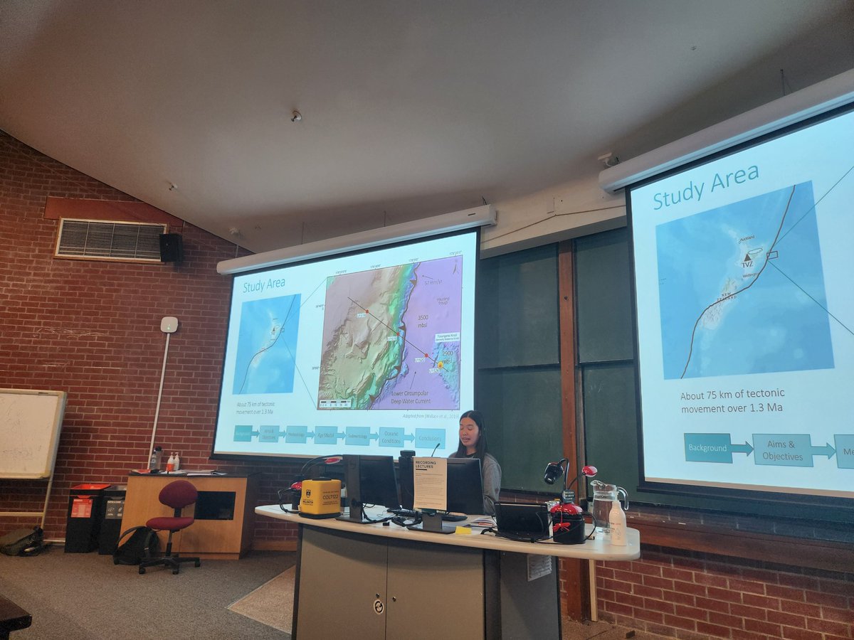 GeoscienceNZ's tweet image. First day almost done. Some great talks in the Friends of the Pleistocene session on Understanding Climate and Environmental Change! Nice work from @nzseds MSc student Natasha Ngadi, and PhD student @JohannaMHanson