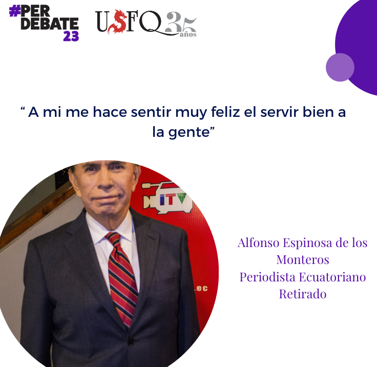 Nicolas24462245's tweet photo. Una persona especial estuvo en el PerDebate de la USFQ. Don Alfonso nos cuenta cómo llego a ser una de las personas más amadas y respetadas de todo el Ecuador. https://t.co/ZRGAx8uKbr
