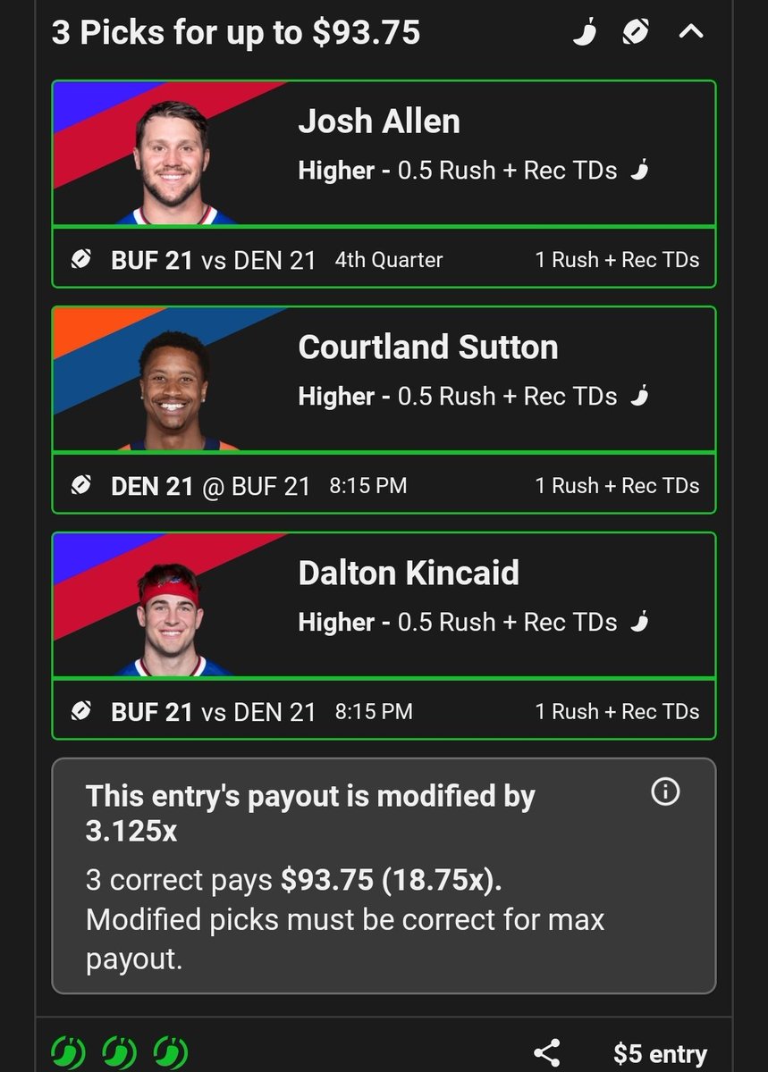 TRAVandRIGNEY's tweet photo. @UnderdogFantasy has new scorcher bets and theyre amazing! 

#nfl   #Bills #BroncosCountry https://t.co/rJ0FnZsXYq