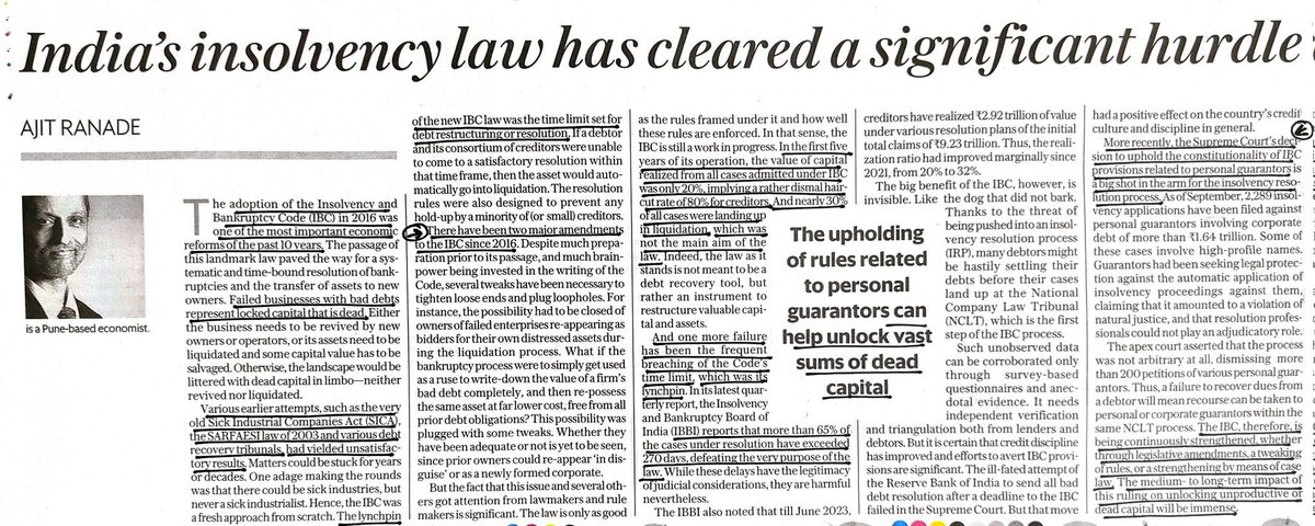 Insolvency and bankruptcy code #IBC has cleared a significant hurdle by holding personal guarantors liable. #SupremeCourtRuling