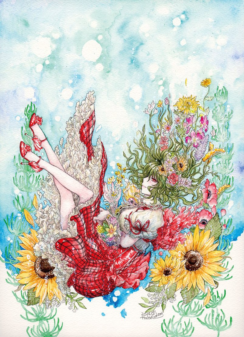 風見幽香 「風見幽香 「水中花」  2014年8月・クリアファイルイラストに使用。  #透明」|桜居春斗のイラスト