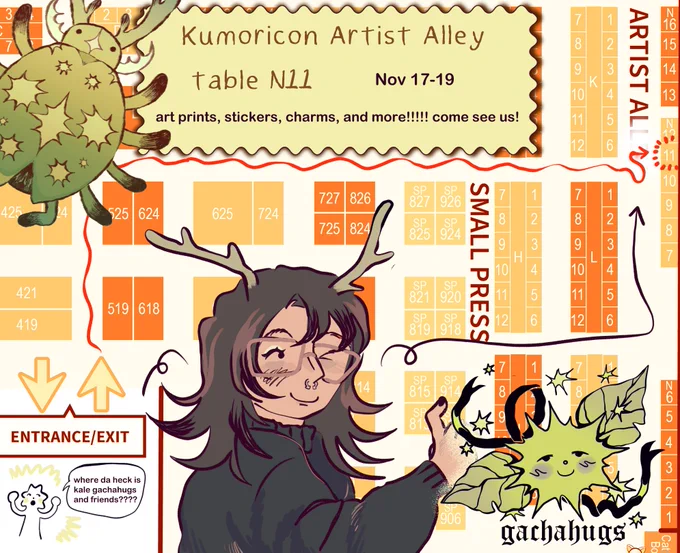 come say hello hi at kumoricon this weekend :-)! I'm table N11 and I'm also very friendly and normal 