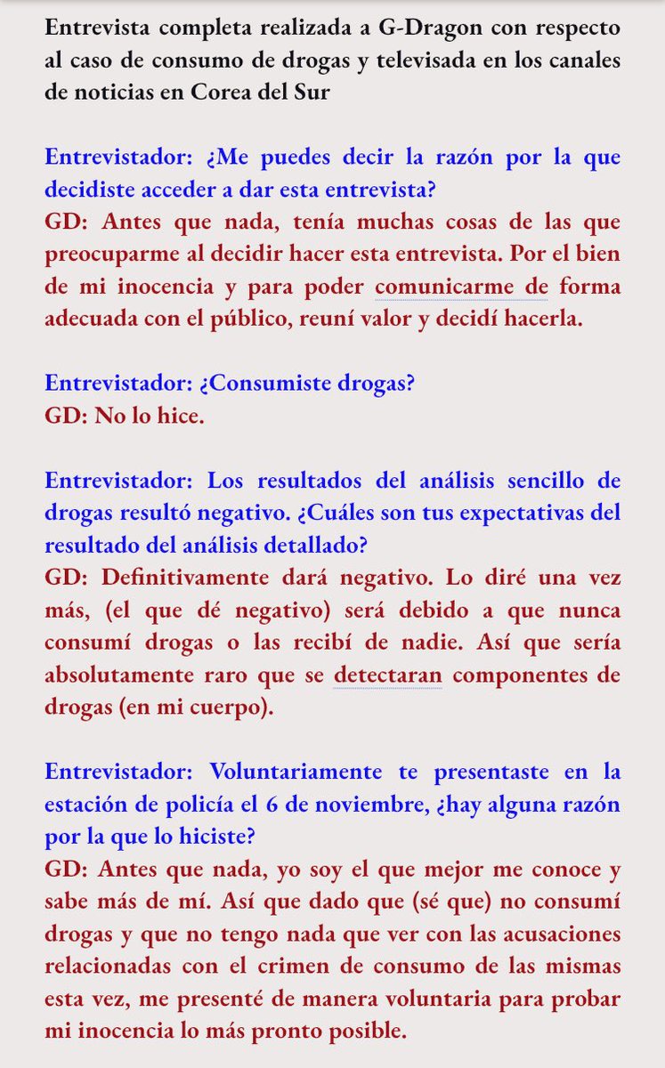 nekodida13's tweet photo. [TRAD] Entrevista completa realizada a G-Dragon con respecto al caso de consumo de drogas y televisada en los canales de noticias en Corea del Sur

Nota: Puede contener inexactitudes https://t.co/Rm0sxAQd8h