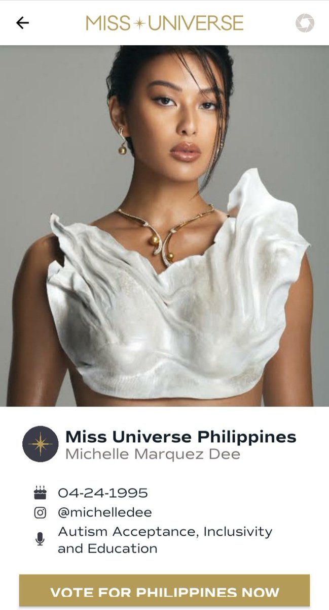 let's  all vote for Michelle Marquez Dee .  Download the Ms Universe App now.