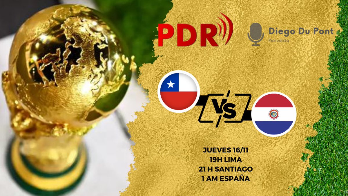 PDRcom's tweet image. ¡Vive los partidos de Chile en Eliminatorias por PDR y la Twitcheada de Diego Du Pont!

¡ESTE JUEVES! Chile vs Paraguay desde el Estadio Monumental

🎙️: @diegodupontg y @pdrmatias2012
⏰: 7PM (Lima) // 9PM (SCL) // 1AM (CET)
📺:twitch.tv/diegodupontg

#PDRELIMINATORIAS