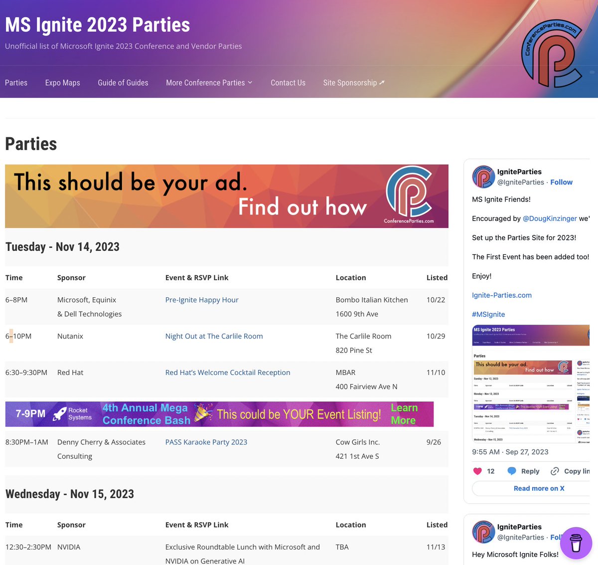 IgniteParties's tweet photo. Ignite Friends! 

To Enhance your Experience We have Collected 

The After Hours Parties, Happy Hours, etc! 

Enjoy! 

https://t.co/aSpmU2t0Kq 

#Ignite #Ignite23 https://t.co/uDyuBEtPln