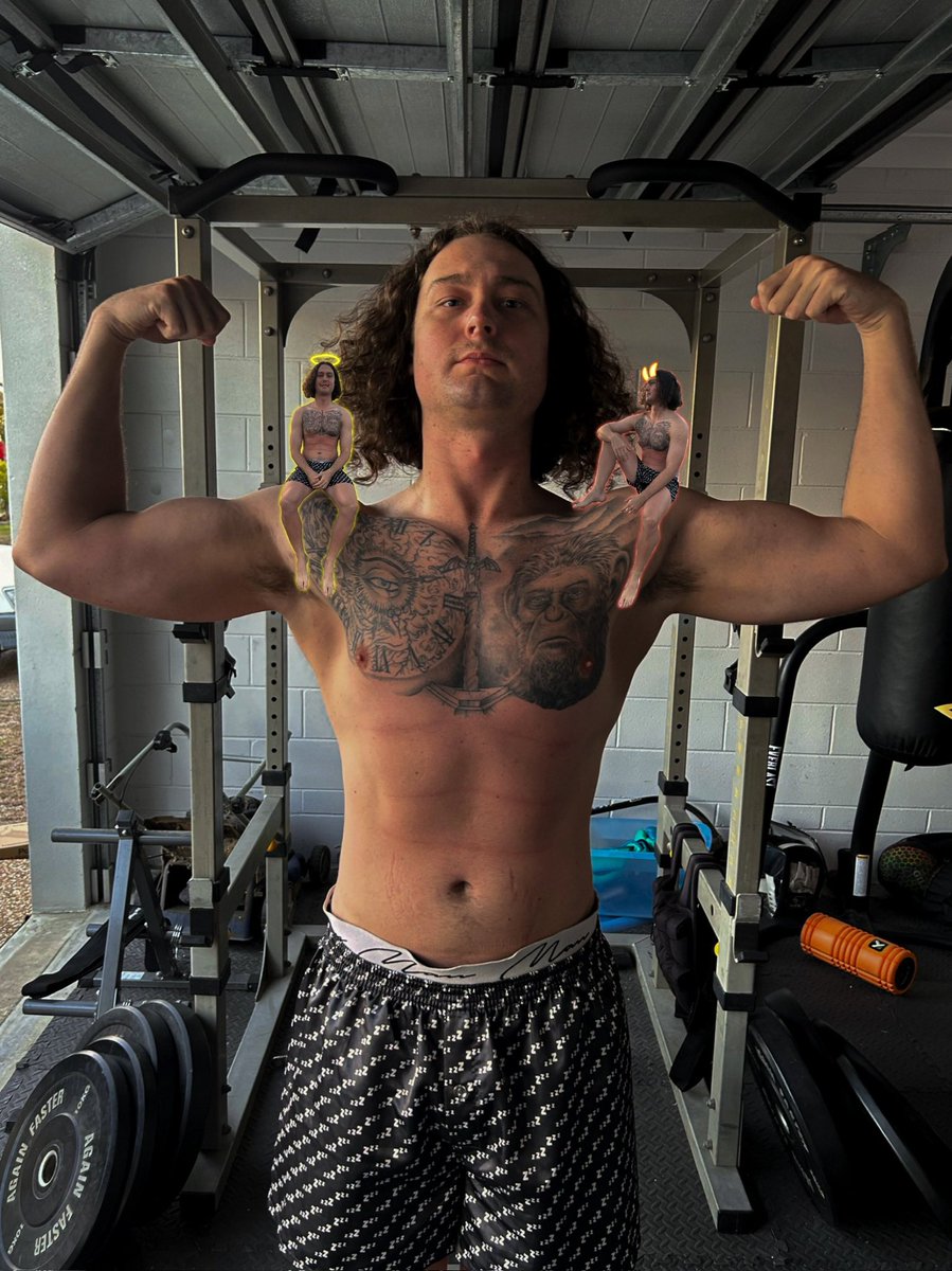 PrestonKLott's tweet photo. A demon and an angel 😇 😈 
-
-
#gym #motivation #lifestyle #art #grind #recovery #life #happy #blessed #grateful #living #swole #swoldier #workout #growing #improving #dedication #discipline https://t.co/suxMoKp3rp
