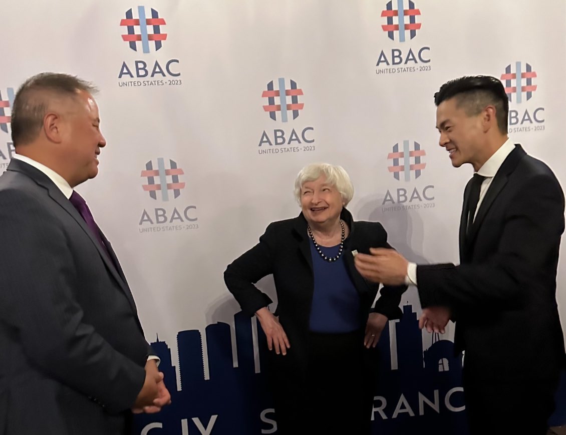 Evan Low (@evan_low) on Twitter photo A brief laugh with United States Treasury Secretary <a href="/SecYellen/">Secretary Janet Yellen (Archived)</a> to kick off a busy #APEC week! A brief laugh with United States Treasury Secretary <a href="/SecYellen/">Secretary Janet Yellen (Archived)</a> to kick off a busy #APEC week!