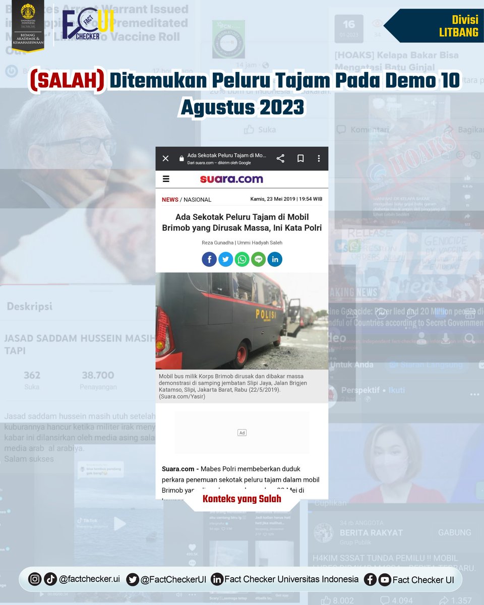 FactCheckerUI's tweet photo. [REKAPAN PERIKSA FAKTA FACT CHECKER UI BULAN OKTOBER 2023]

Halo, Checkers!

Pada bulan Oktober 2023 lalu, Fact Checker UI telah mengunggah konten hasil periksa fakta mengenai isu yang beredar di masyarakat. 

Untuk selengkapnya, yuk disimak postingan di atas! https://t.co/dudXSaIhai