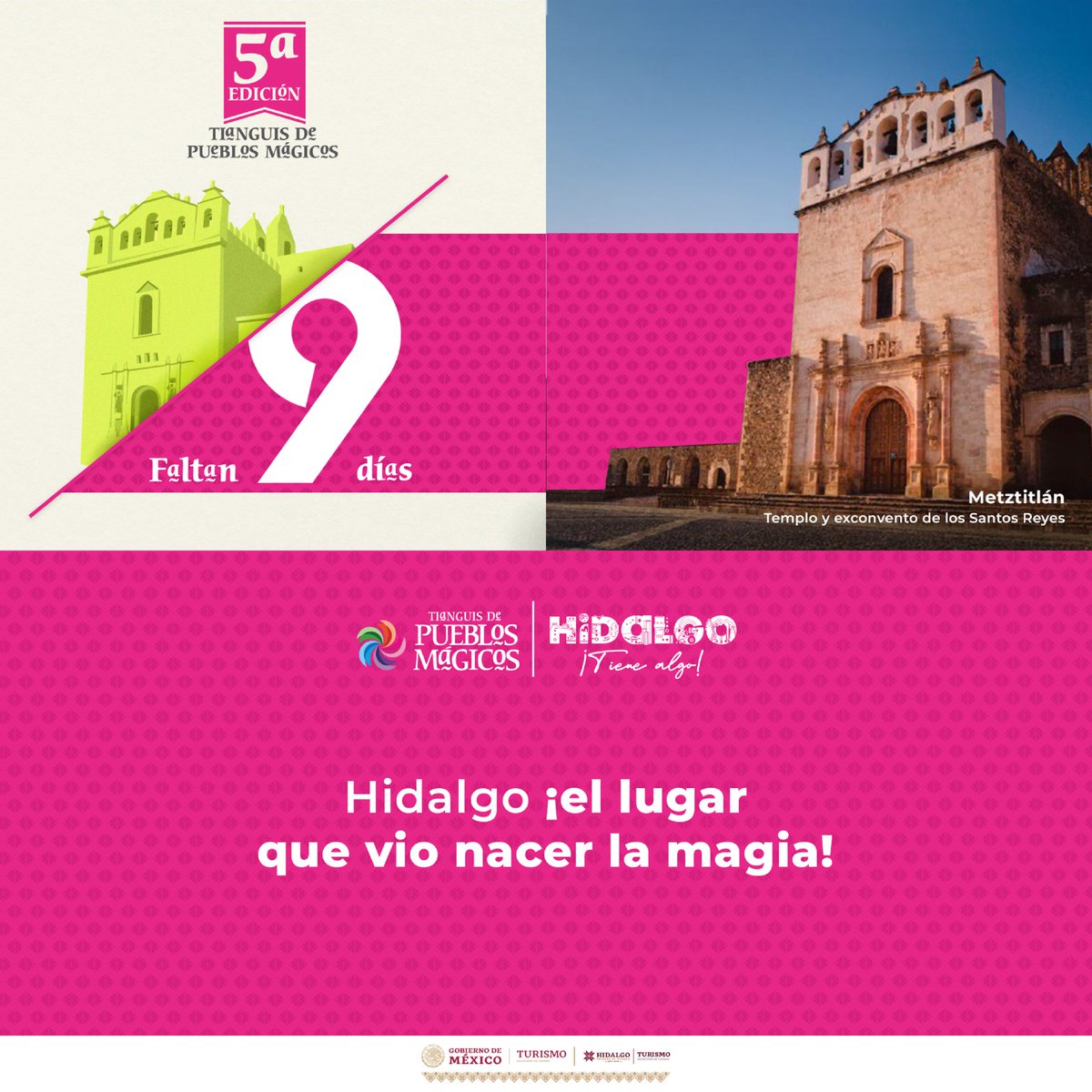 Faltan 9 días para que en el #TianguisDePueblosMágicos2023 se enamoren de la riqueza turística de nuestros 8 Pueblos Mágicos: <a href="/ArteagaMagico/">Arteaga PuebloMágico</a> <a href="/GCepedaMagico/">General Cepeda Mágico</a> <a href="/ParrasMagico_/">Parras Pueblo Mágico</a> <a href="/ViescaMagico_/">Viesca Pueblo Mágico</a> <a href="/4CienegasMagico/">Cuatro Ciénegas Coah</a> <a href="/CandelaMagico/">Candela PuebloMágico</a> <a href="/MuzquizMagico/">MúzquizMágico</a> <a href="/GuerreroMagico_/">Guerrero, Coahuila</a>.

#HazTurismoEnCoahuila