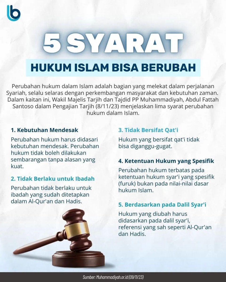 IBTimesID's tweet photo. Ada beberapa syarat yang harus diperhatikan dalam melakukan perubahan hukum Islam!
Tapi penting untuk dicatat bahwa perubahan ini hanya yang sekiranya sangat-sangat dan harus banget ya...
#IBTimes #IslamBerkemajuan #IslamModern #HukumIslam https://t.co/D461SKRIzn