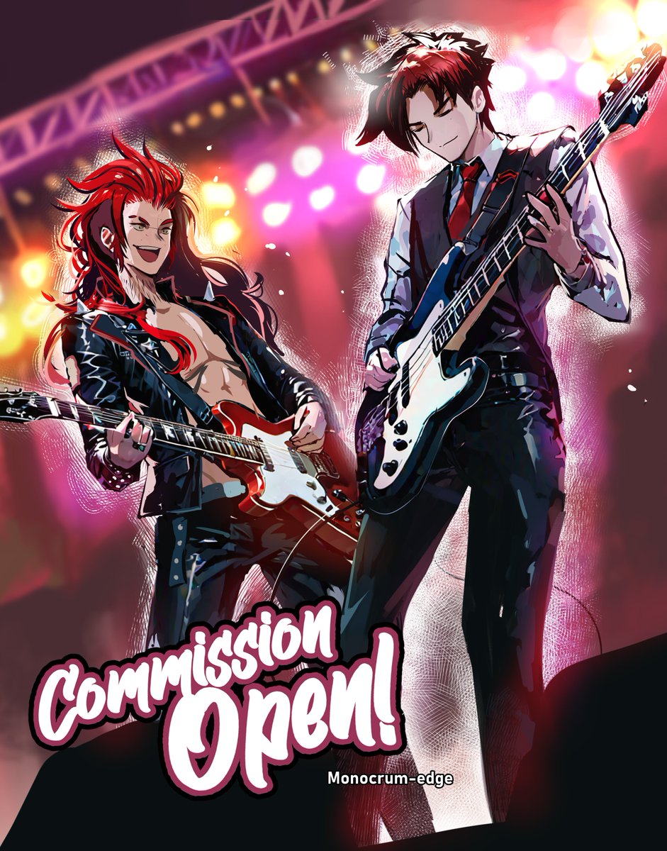 another commission done! more to go! will finish the rest of my pending works before the month ends.But I am still open for commission, just DM me and i'll respond the soonest possible I can. 
#ArtistOnTwitter #commissionopen #digitalart #anime #manga #rock #bishounen