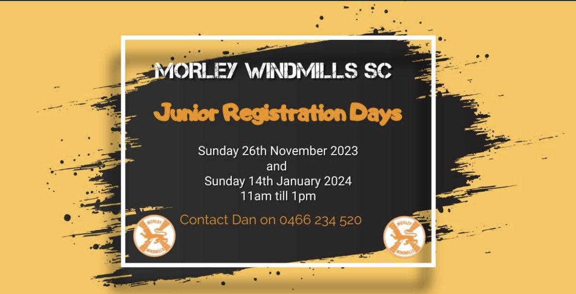 Put these dates in your calendars! All
Ages and abilities welcome
<a href="/Morleywindmills/">Morley-Windmills SC</a> 

#footballwest #Upthewindmills