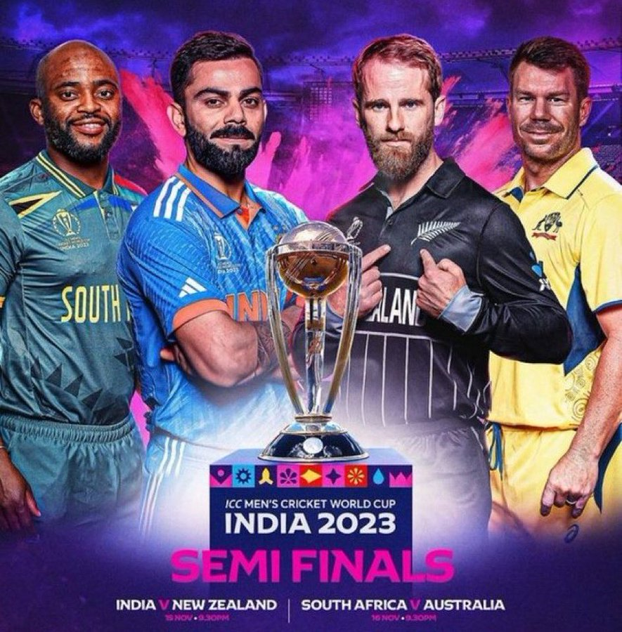 Sky Sports NZ poster for Semi Finalists.

#Semifinals #IndianCricketTeam #TeamIndia #ViratKohli #DavidWarner #Kanemama #CWC2023