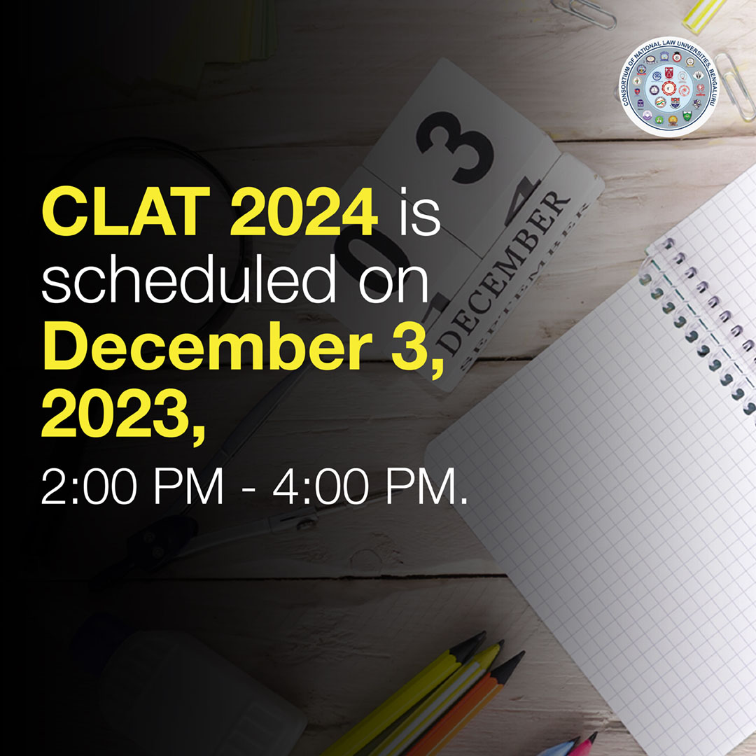 ConsortiumNLUs's tweet image. Preparing for the #CLAT2024? Mark the exam date on your calendar!

It will be held only ONCE, on December 3, 2023, for admissions to the LL.B. and LL.M. programmes commencing in the Academic Year 2024-25 at participating universities. 

#CLAT #lawentrance #CLATaspirants #NLU