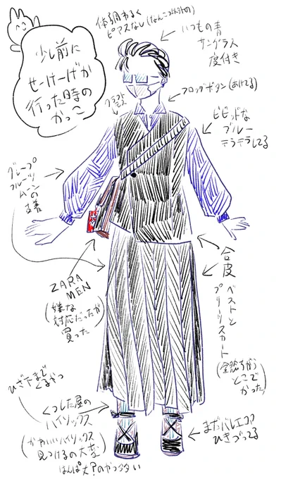 少し前の服。最近はこれじゃ寒いと思う。 #nonbinaryfashion