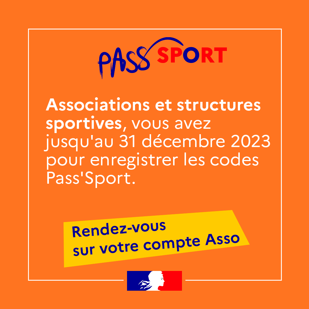 Asso_Gouv's tweet photo. 📲Associations et structures sportives, vous pouvez saisir les codes #PassSport en temps réel et avant le 31 décembre 2023 sur https://t.co/4M94oEHdpI https://t.co/PpFiAx6TwO