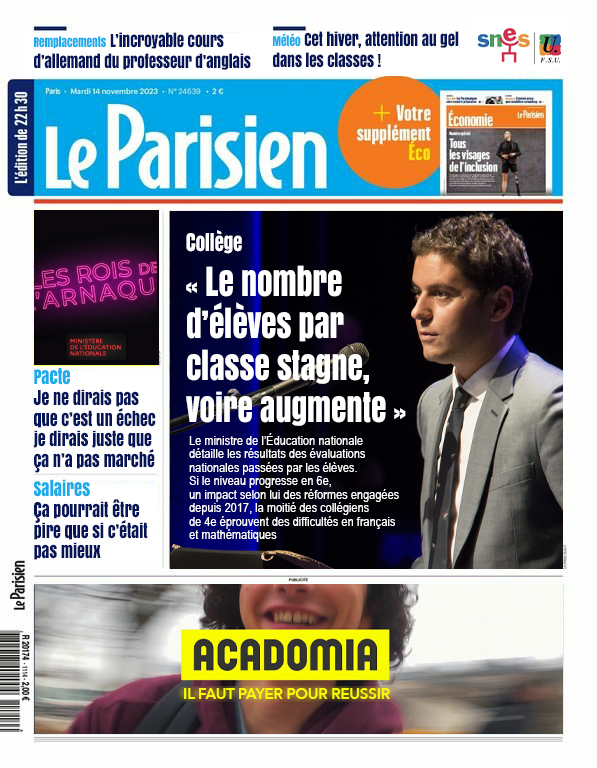 SNESFSU's tweet image. La une du @le_Parisien ce jour / La une que vous auriez dû voir.